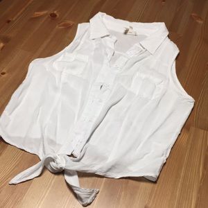 White button tie shirt